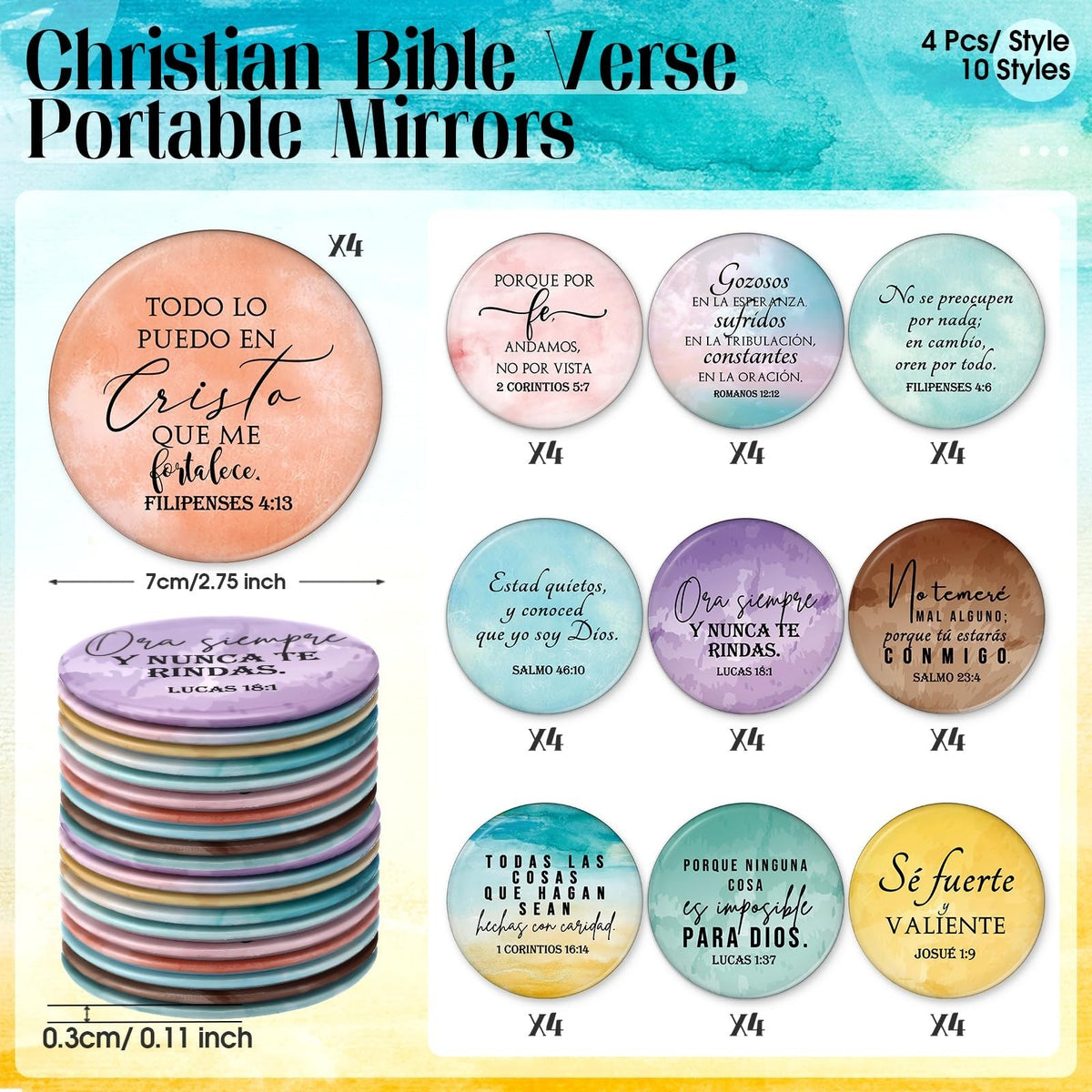 40 Pack Christian Compact Mirrors with Bible Verses - Inspirational Pocket Makeup Mirrors for Women