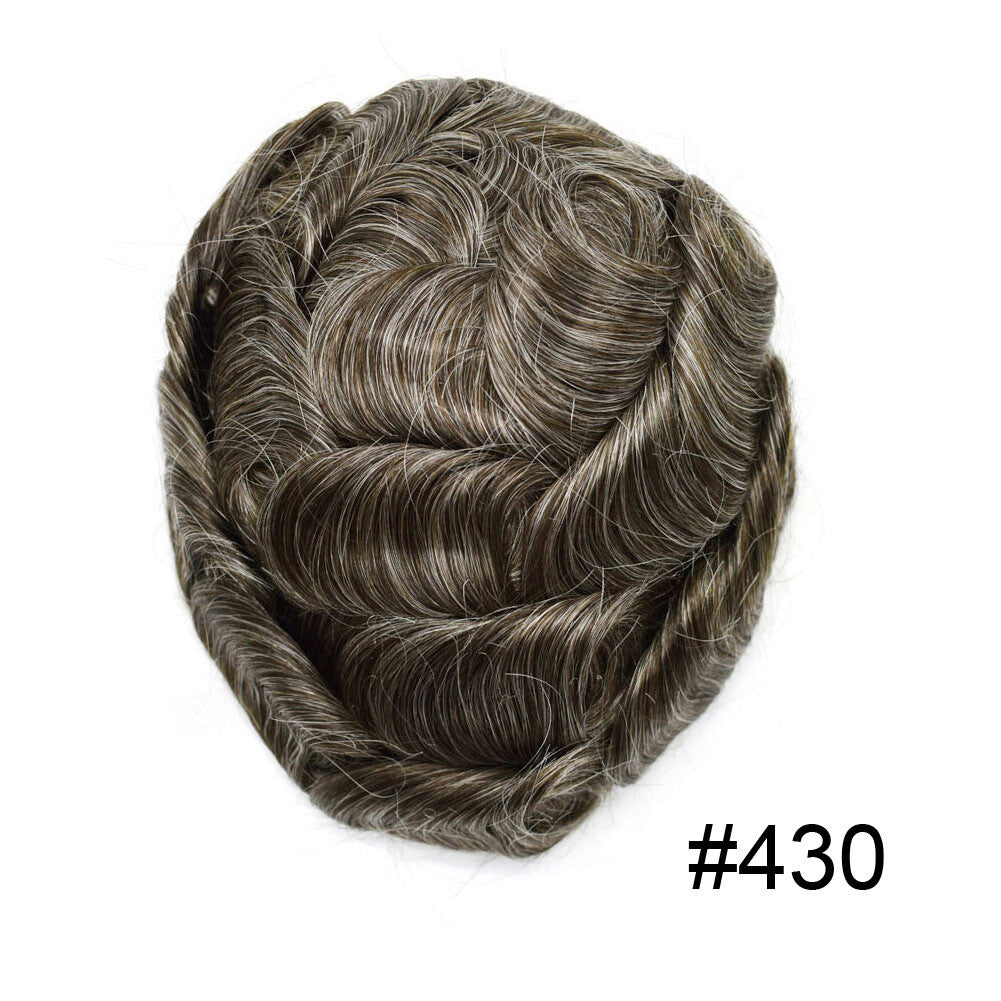 Full Poly Thin Skin Human Hair Toupee for Men - Durable, Invisible, Customizable