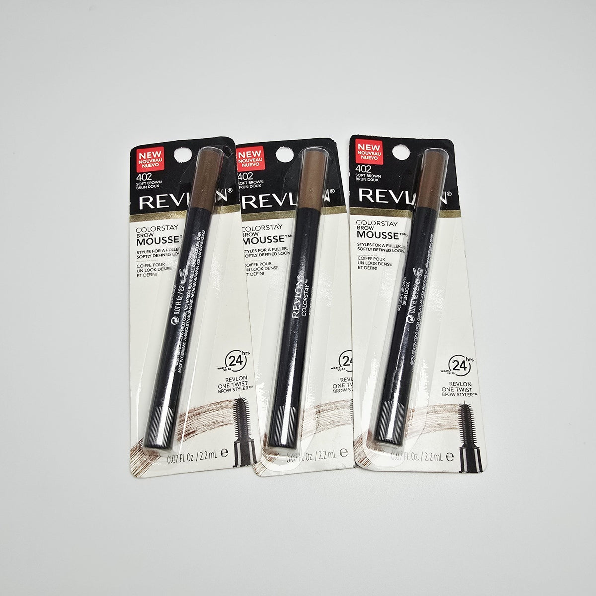 Revlon ColorStay Brow Mousse 402 Soft Brown - Set of 3, Long-Lasting Eyebrow Makeup