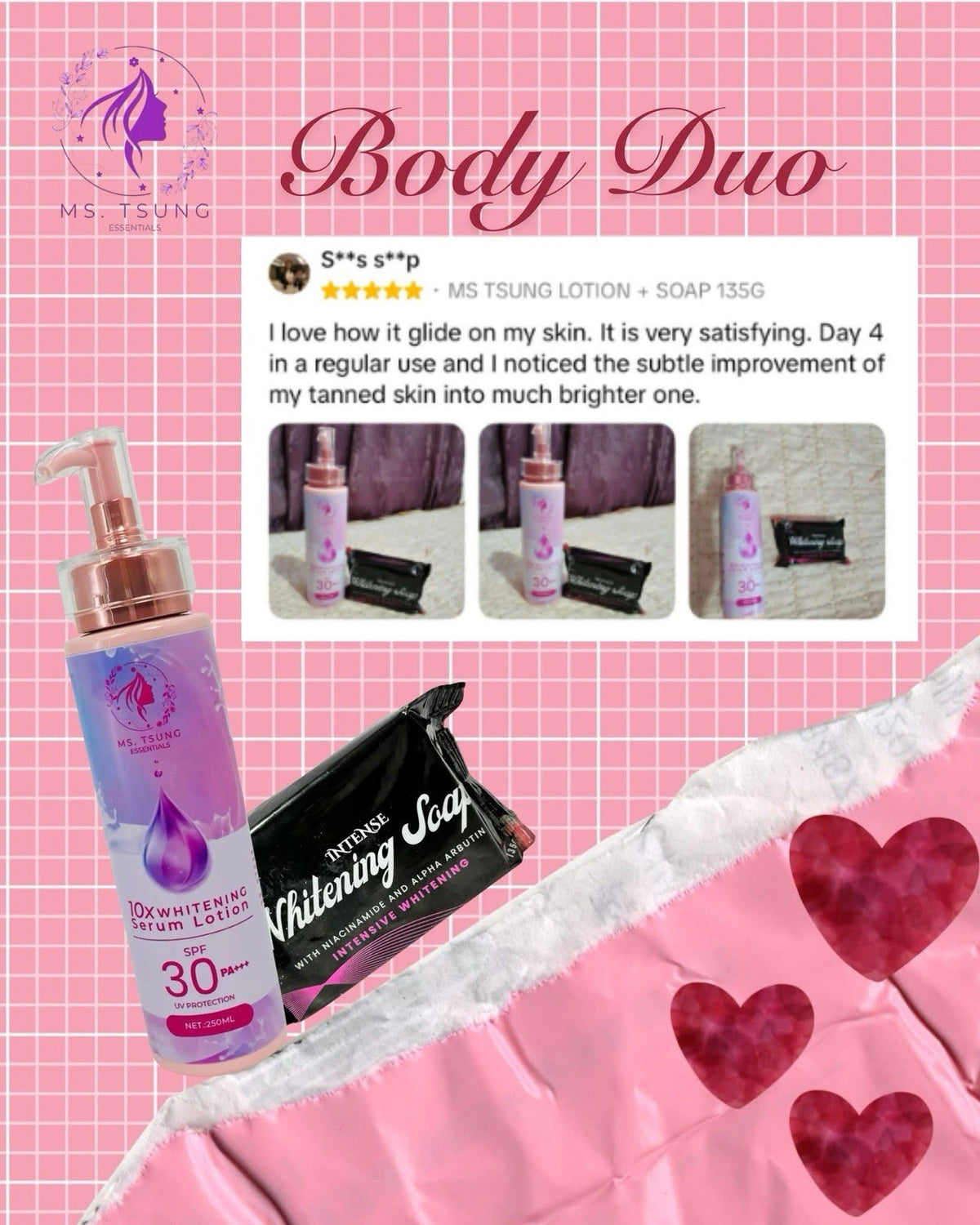 Serum Lotion & Whitening Soap Bundle for Skin Brightening & Hydration