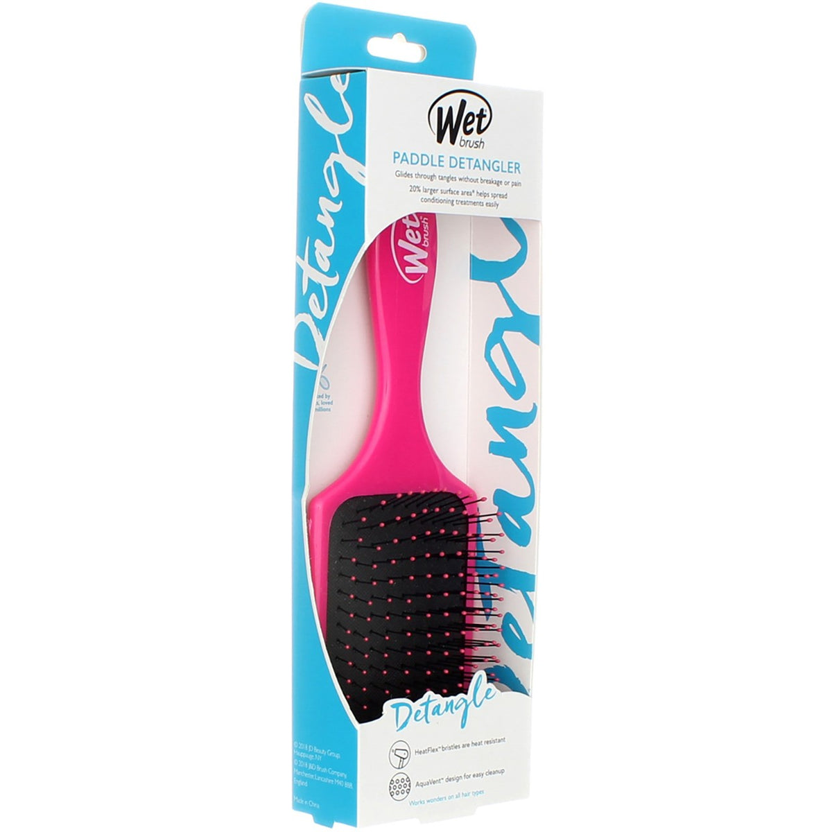 Wet Brush Paddle Detangler Hair Brush - Pink, Vented & Heat Resistant