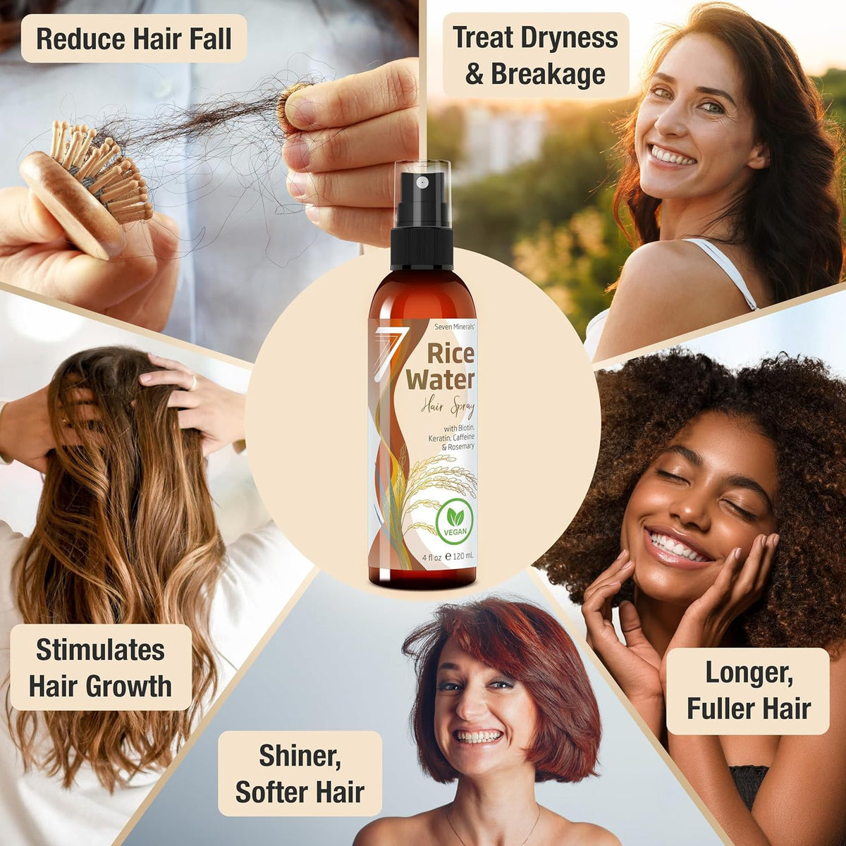 Fermented Rice Water Hair Growth Spray with Rosemary & Biotin