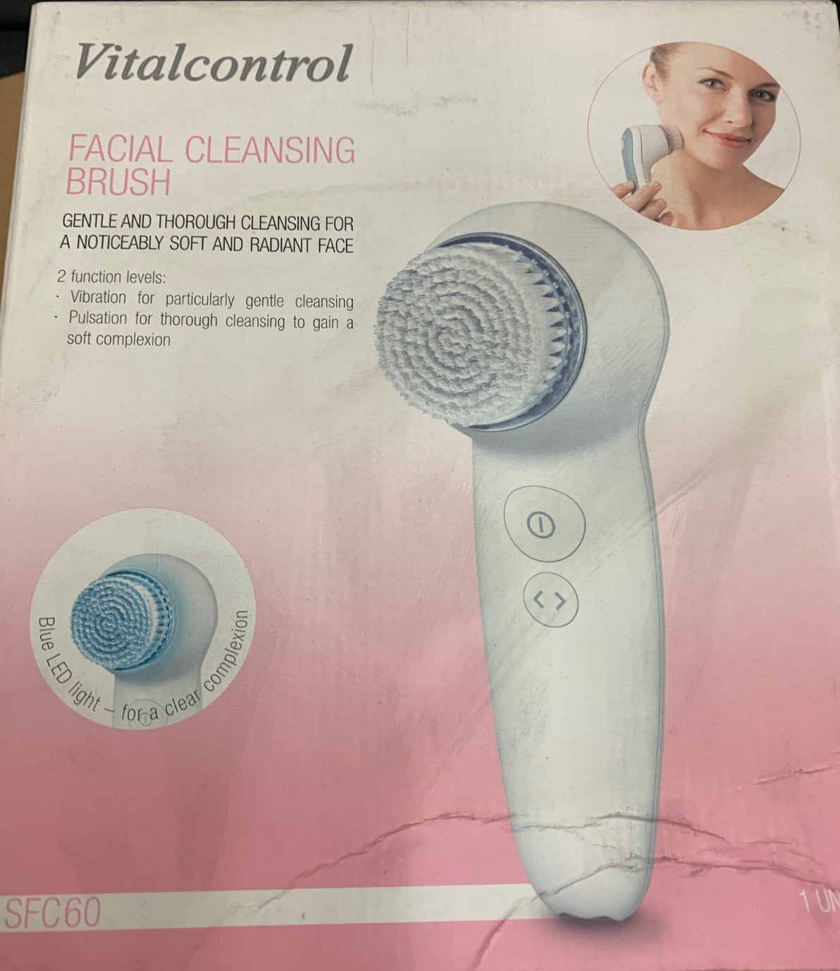 Facial Cleansing Brush with Blue LED Light - Waterproof Skin Care Tool