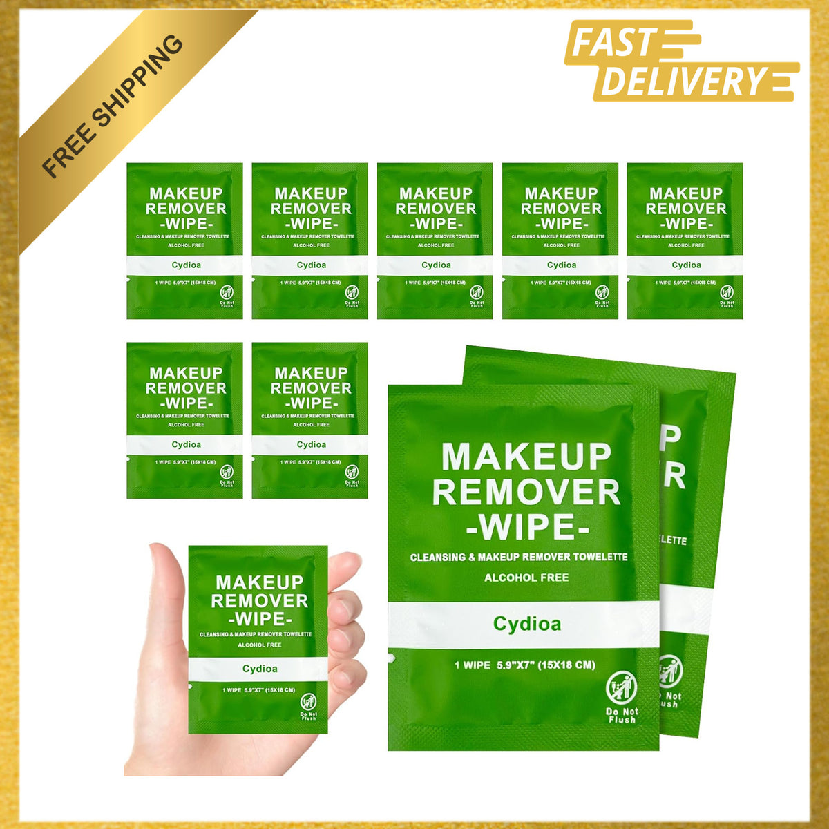 Gentle Makeup Remover Wipes Bulk Pack of 50 for Travel & Daily Use