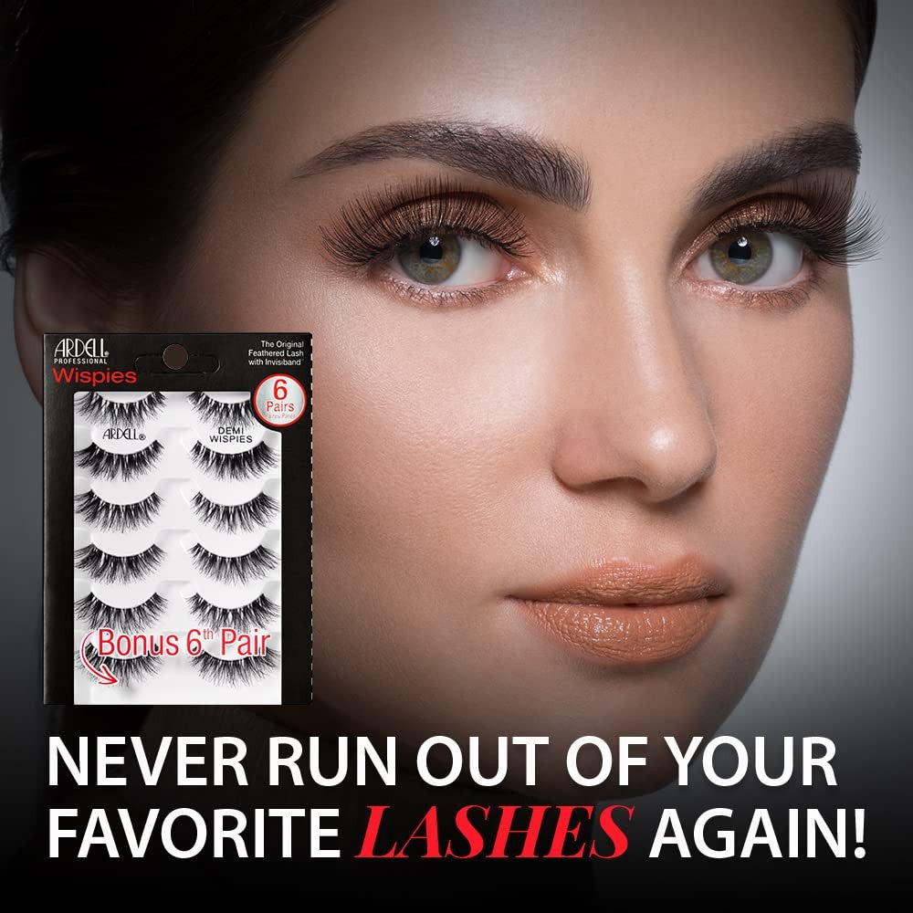 False Eyelashes Wispy Strip 12 Pairs Multipack - Medium Volume & Flared Style