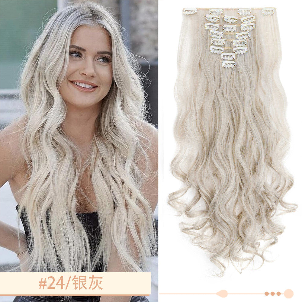 Clip-In Hair Extensions Full Head Ombre Highlight Synthetic Thick Hair 8-24 Inches