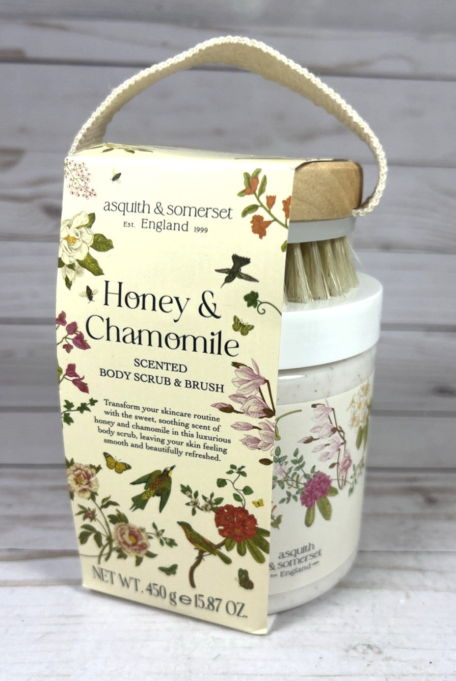 Asquith & Somerset Body Scrub Honey Chamomile Scented w/ Brush 15.87oz