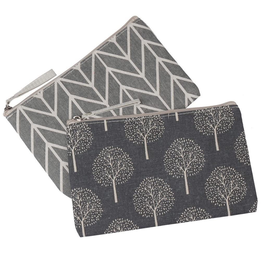 2 Pack Canvas Cosmetic Bags - Travel Makeup Organizer Pouches