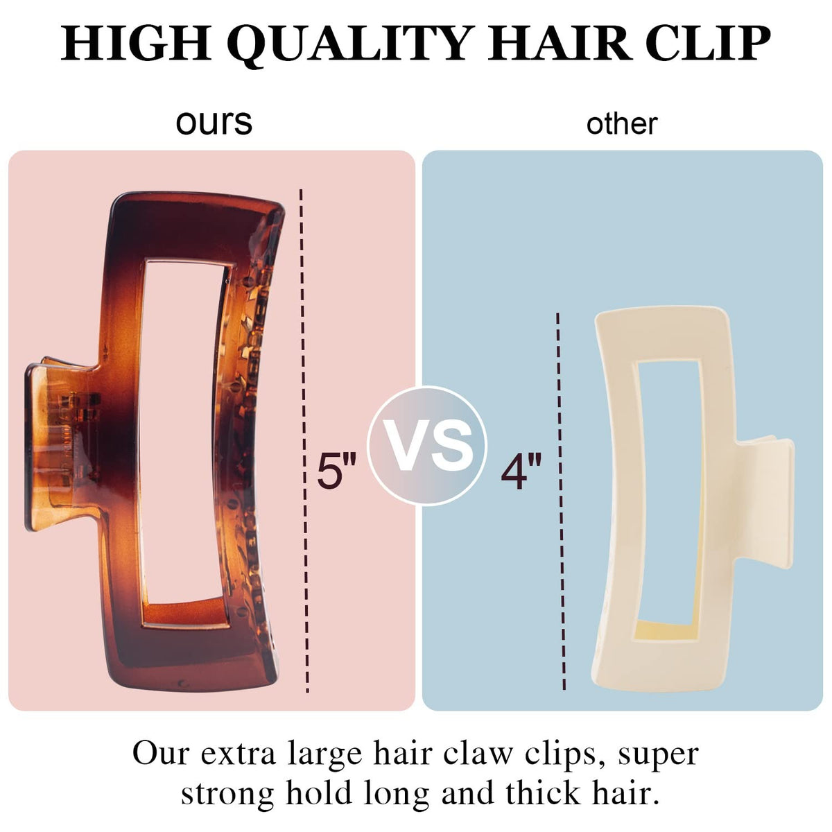 4 Pack Extra Large Hair Claw for Women, 5'' Strong 1 Count (Pack of