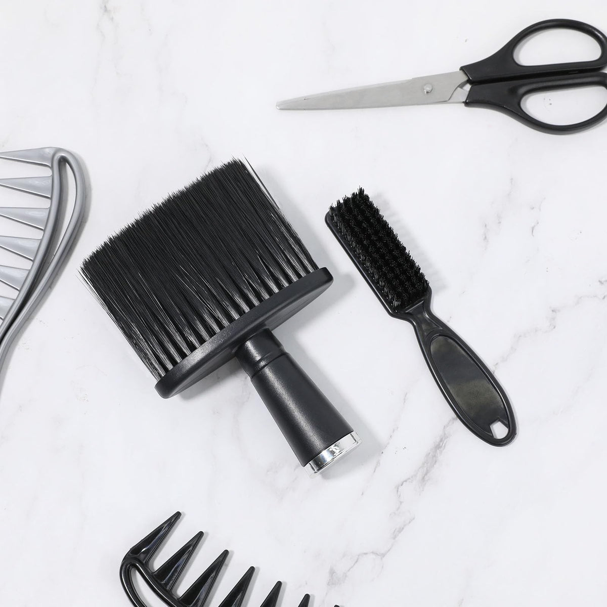 Barber Brush Set - Blade Cleaner & Neck Duster for Haircutting, Black