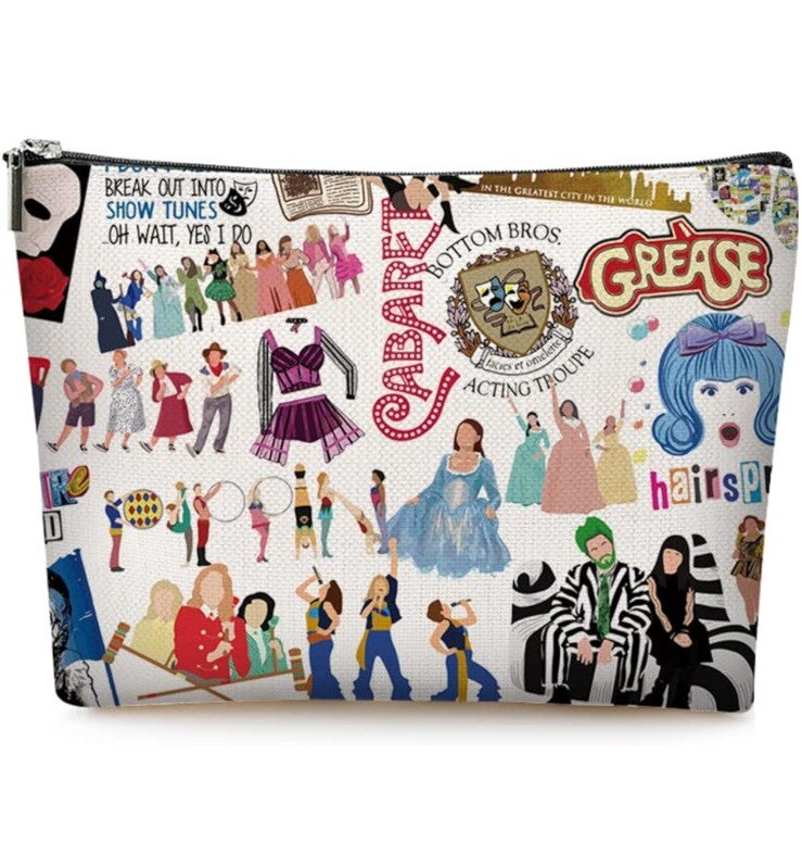 Musical Theater Cosmetic Makeup Bag Gift - Hairspray & Cabaret Theme