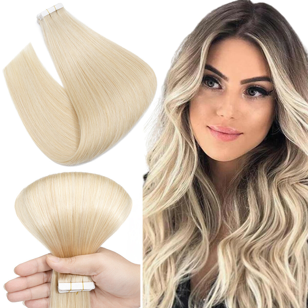 Remy Human Hair Tape-In Extensions Full Head 200g - Multiple Colors & Lengths
