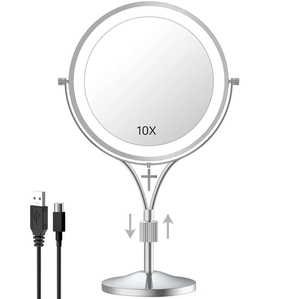 Lighted Magnifying Makeup Mirror with 3 Color Lights & Cross Charm - 7 Inch Adjustable Vanity Mirror
