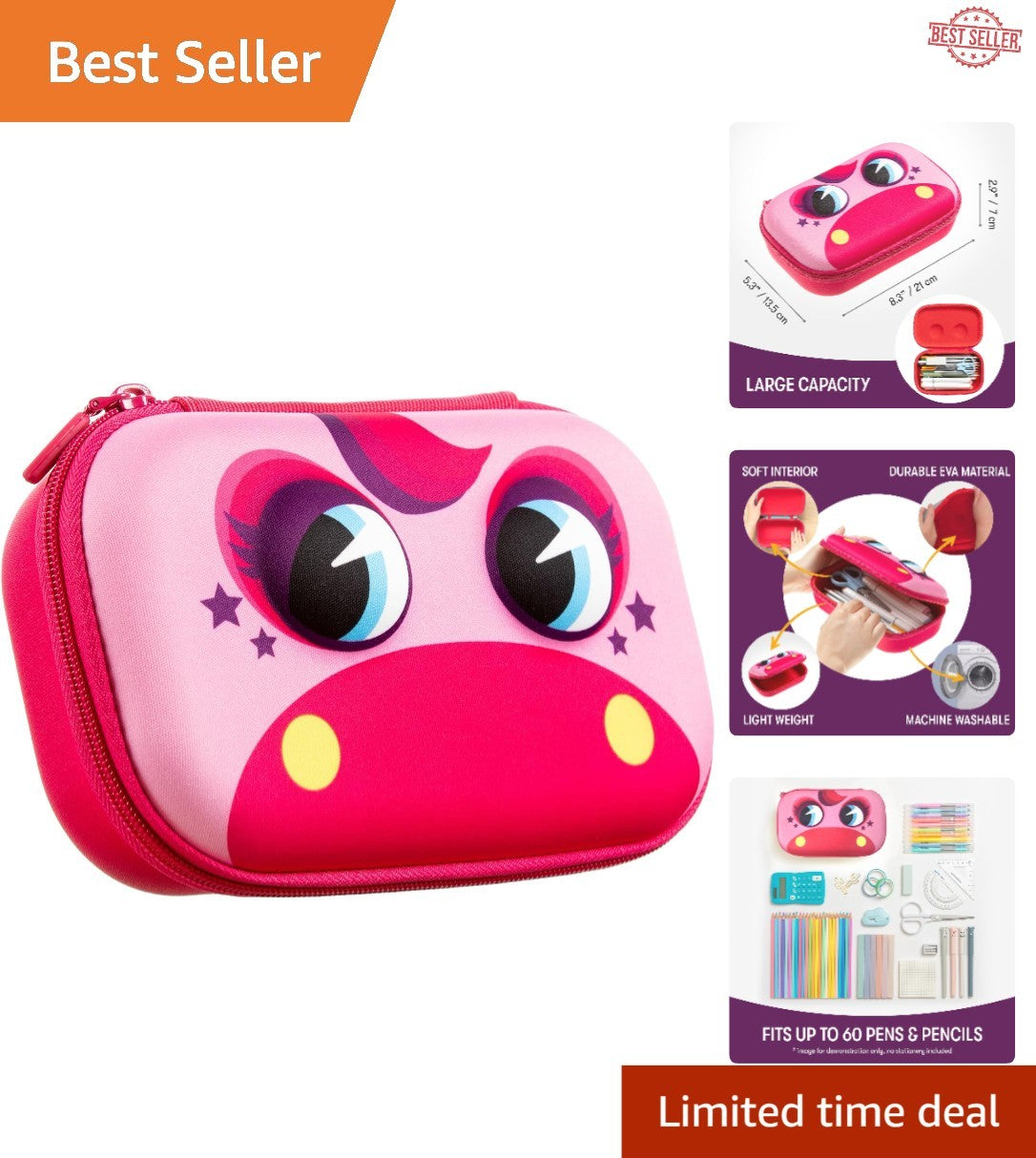 Round Pencil Case for Girls - Fun School Storage Organizer