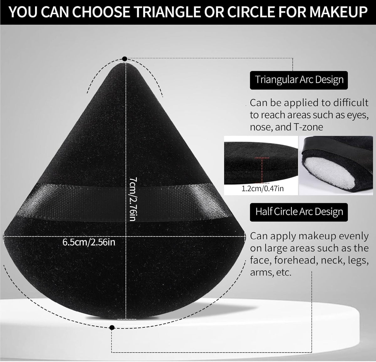 Dual-Use Triangle and Round Makeup Puffs - 6 Pack for Flawless Application