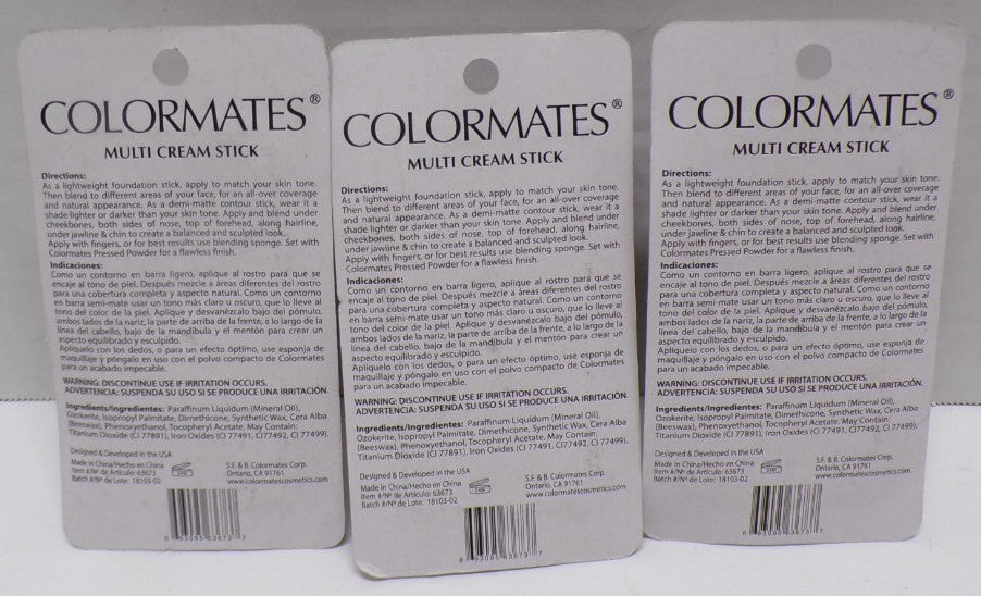 ColorMates Multi Cream Stick Medium 63673 - Pack of 3, 0.16 Oz Each
