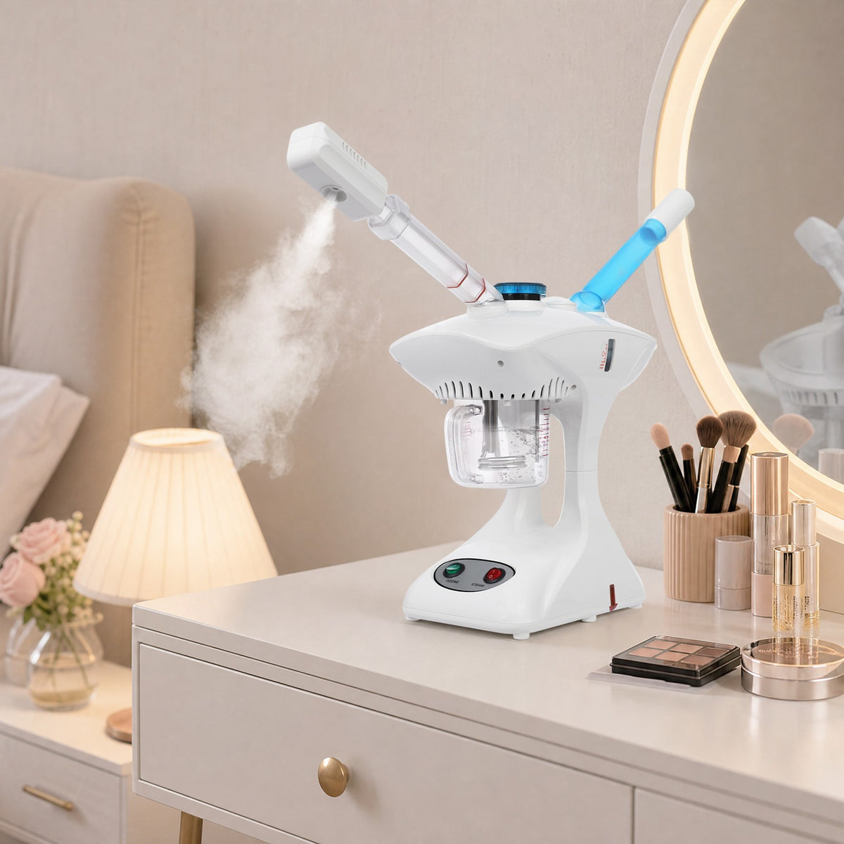 2-in-1 Facial Steamer with 360° Rotation Spray Head and 15.2oz Water Tank – Hot & Cold Face Spa