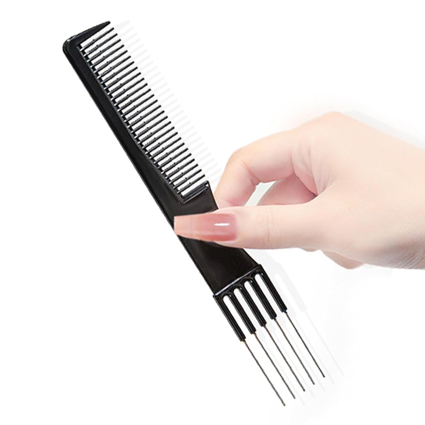Teasing Comb Set with Metal Pick - Black, 2 Pack Hair Styling Tools