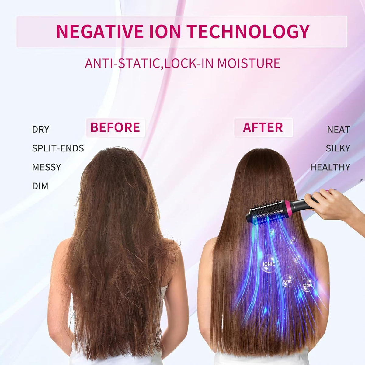1200W Hot Air Brush & Volumizer with Negative Ion Technology, 3 Heat Settings