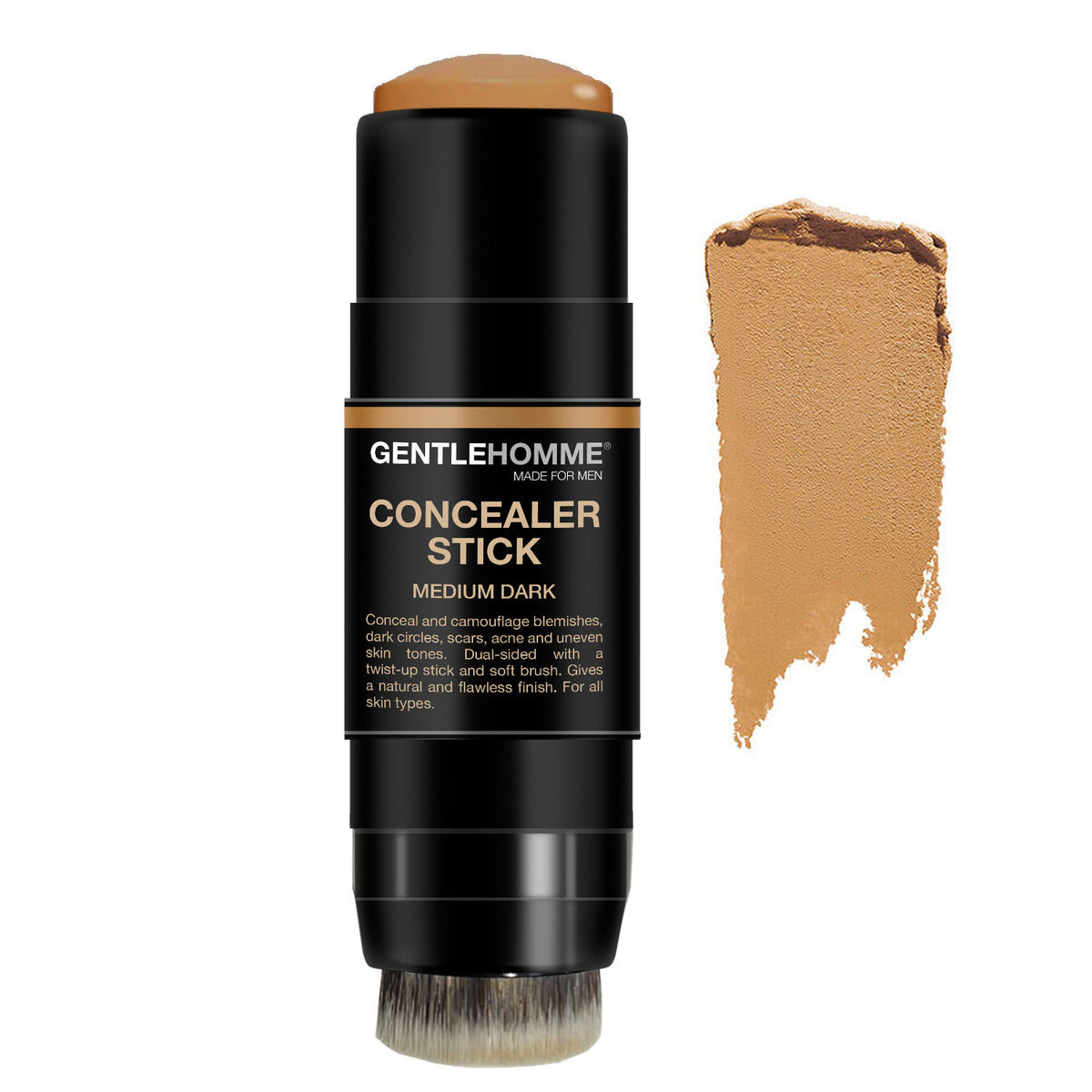 Men's Concealer Stick with Brush - Acne Blemish Coverage, 4 Shades Matte Finish