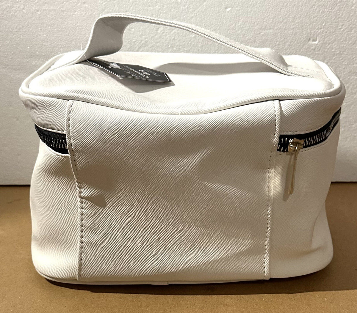 Rae Dunn Makeup Queen Crown Cosmetic Bag with Zippered Train Case - White & Black