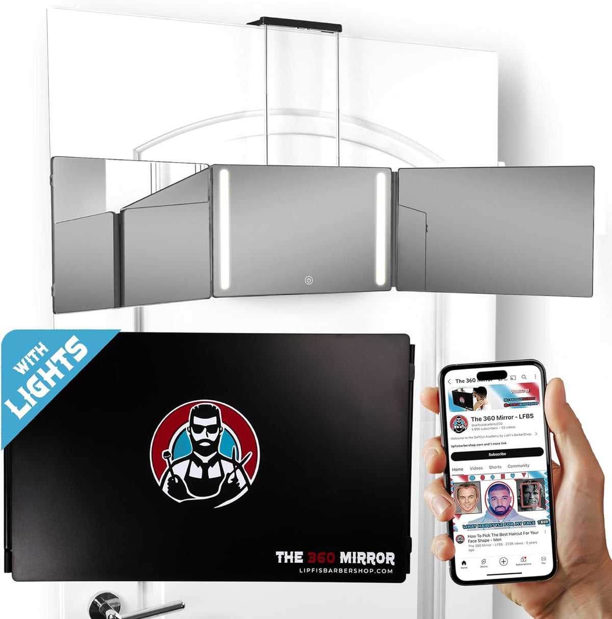 3-Way Mirror for Self Hair Cutting Trifold Barber Mirror Adjustable Braiding