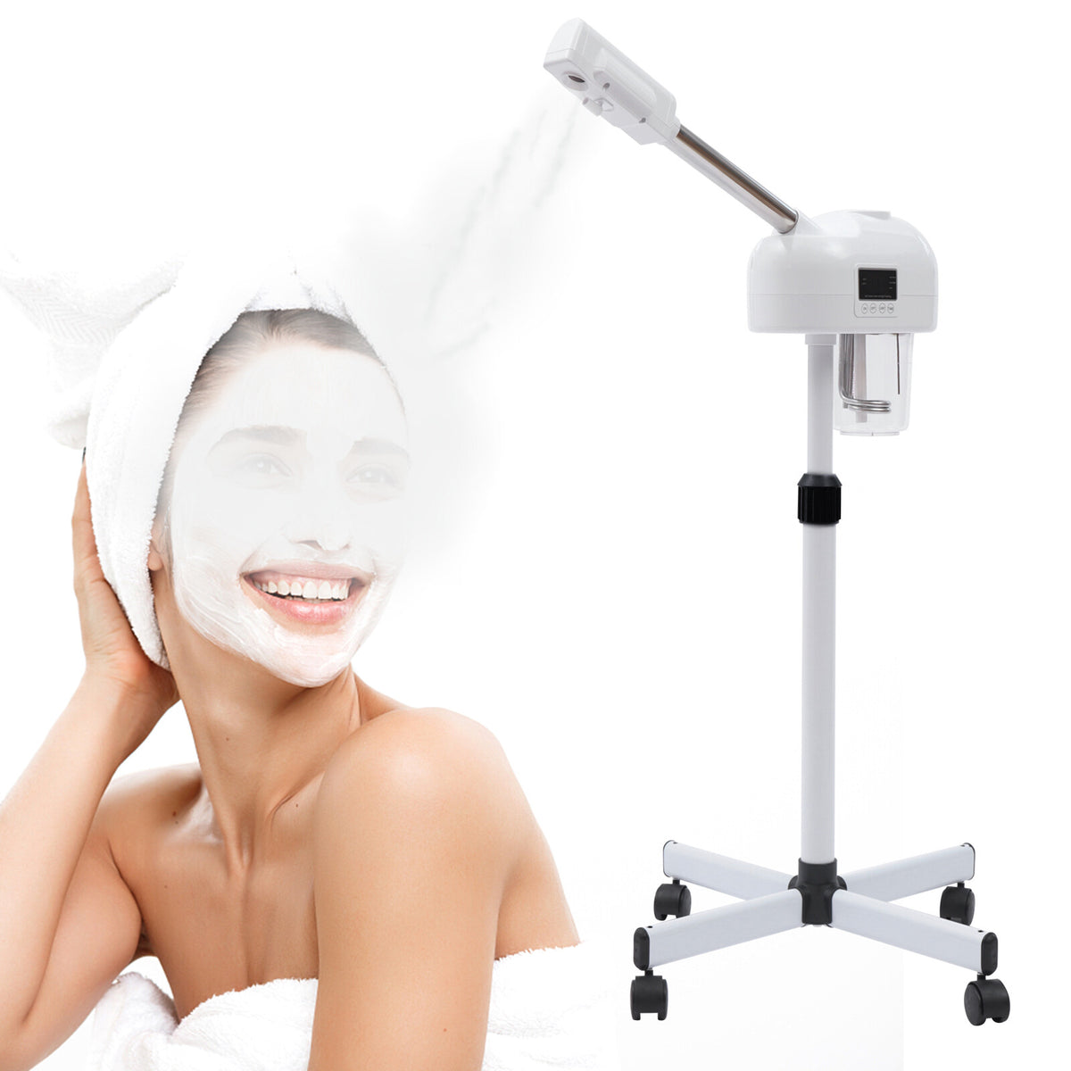 Facial Steamer with Ozone, Professional Skin Care Spa Equipment, White