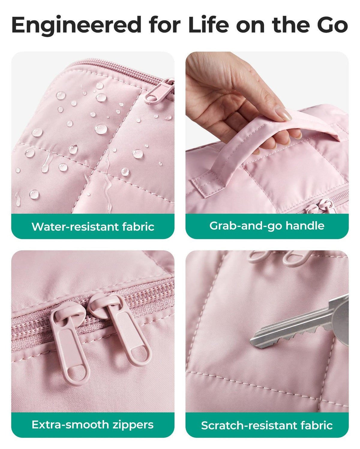 Water-Resistant Travel Toiletry Bag with Flat-Open Design & Spacious Storage