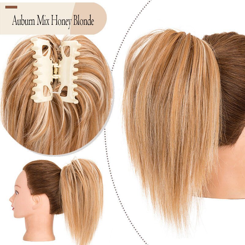 Clip-In Ponytail Hair Extension with Bendable Claw for Short Hair - Curly & Straight Styles
