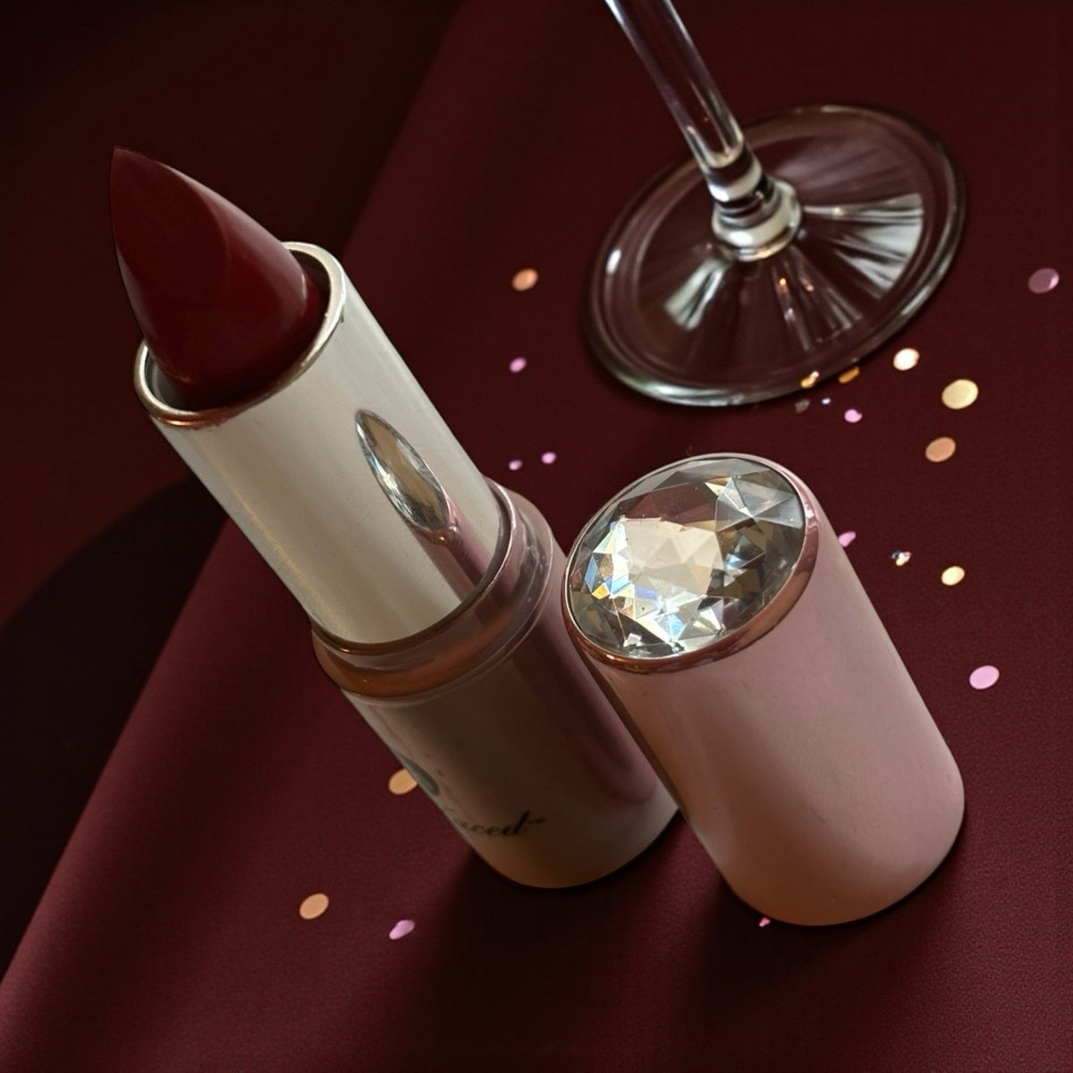 Lipstick in Runway Red - Champagne-Infused Luxury Lip Color 0.12 oz