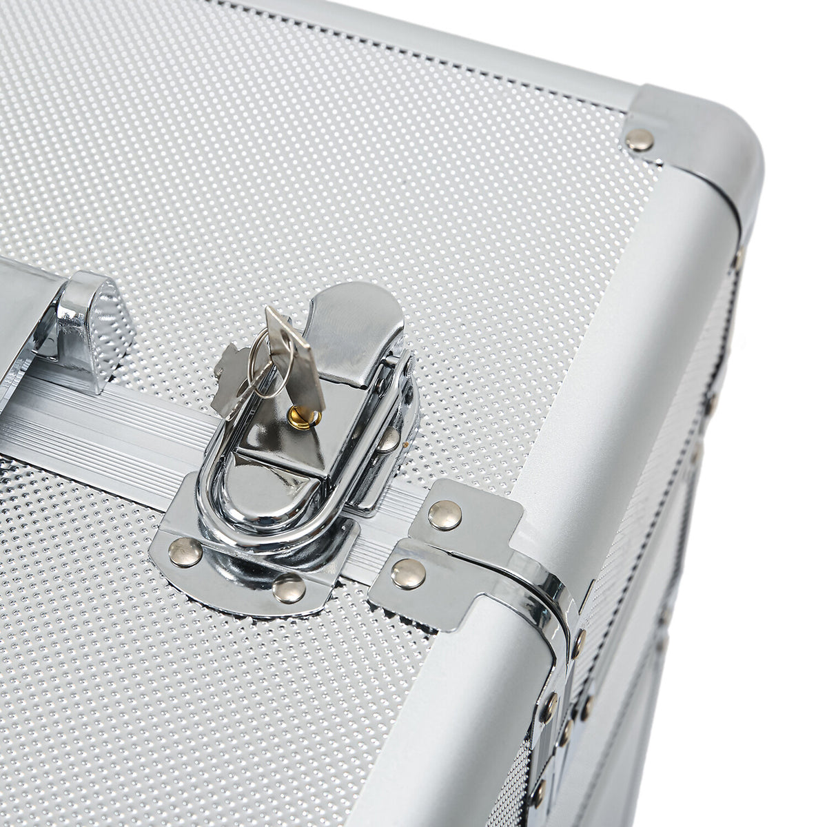 4-in-1 Aluminum Rolling Makeup Case with Draw-Bar Interchangeable Compartments