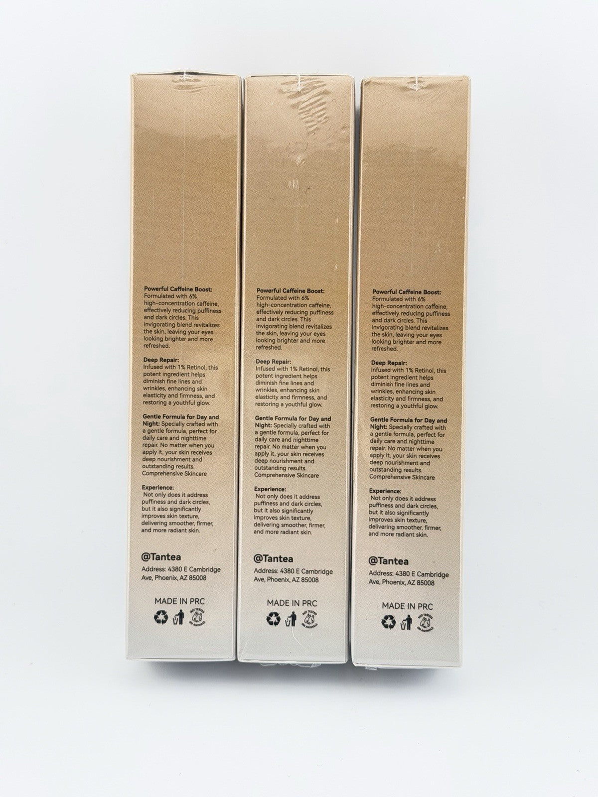 Eye Serum Pack with Caffeine & Retinol + 360 Roller - 3 Pack 0.68oz Each