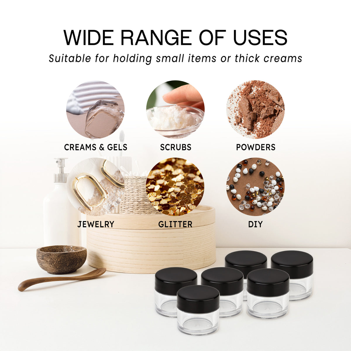 Double-Wall Leak-Proof Acrylic Sample Jars - 7g/7ml, Reusable Storage Containers