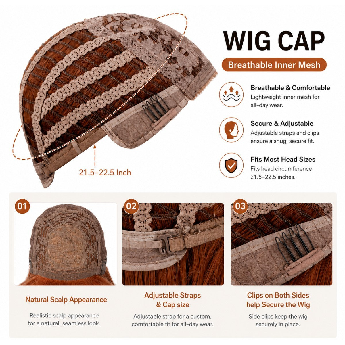 Long Wavy Synthetic Heat-Resistant Wig for Women - Red Copper Dress Up