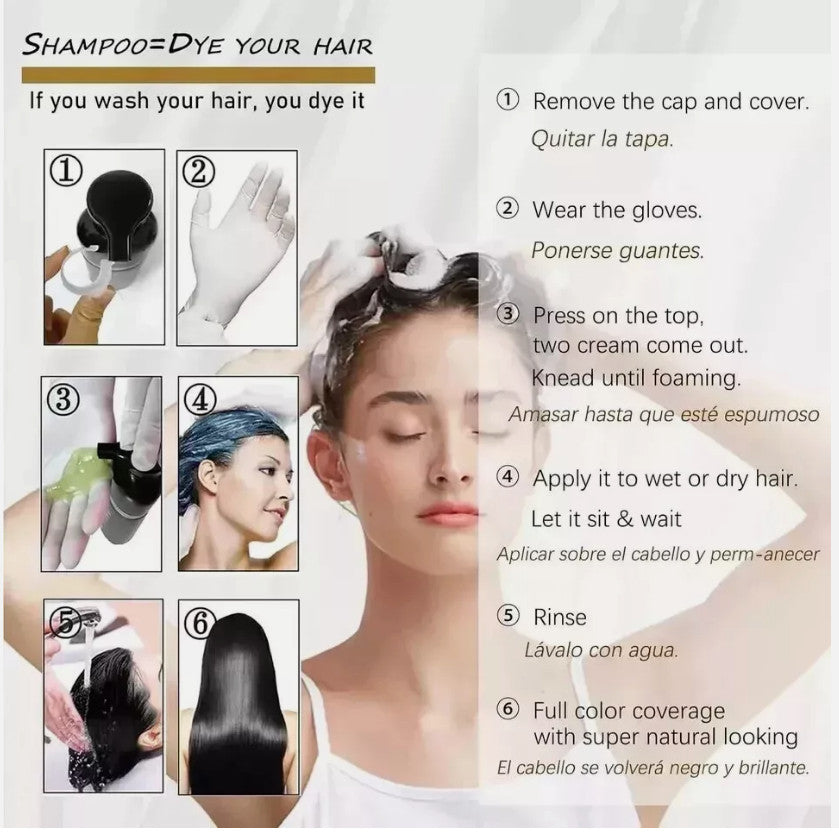 Black Hair Dye Shampoo 3-in-1 for Gray Coverage