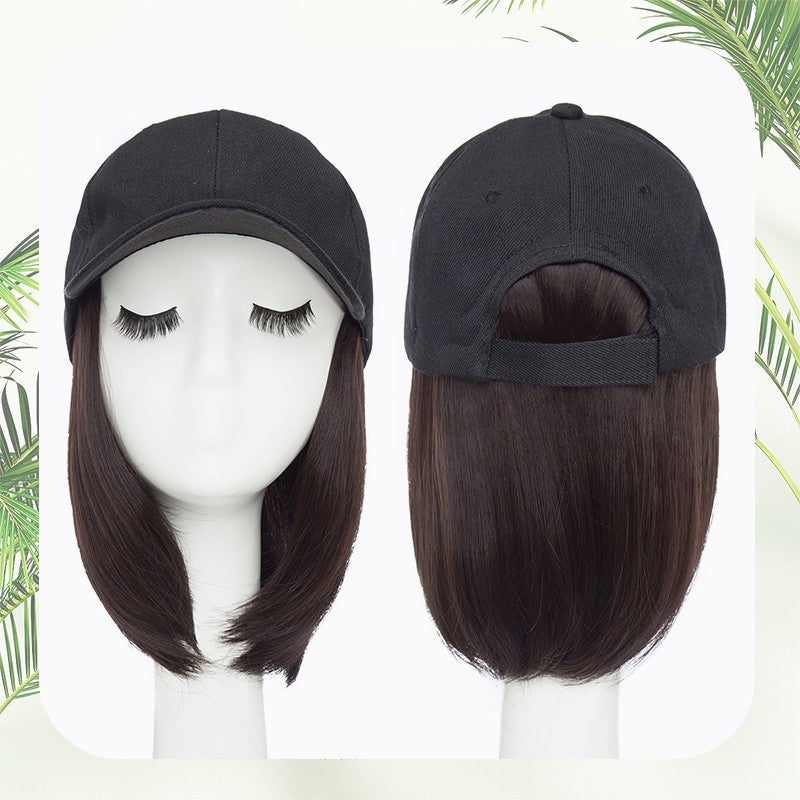 Baseball Cap with Hair Extensions - Wavy & Straight Human-Like Hairpiece