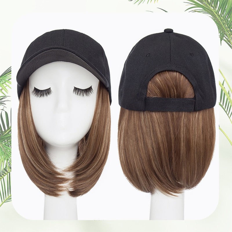 Baseball Cap with Hair Extensions - Wavy & Straight Human-Like Hairpiece