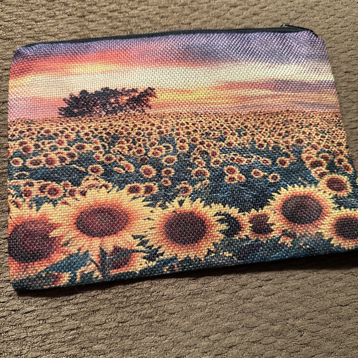 Colorful Sunflowers Fabric Makeup Bag Water Resistant Gift-Ready