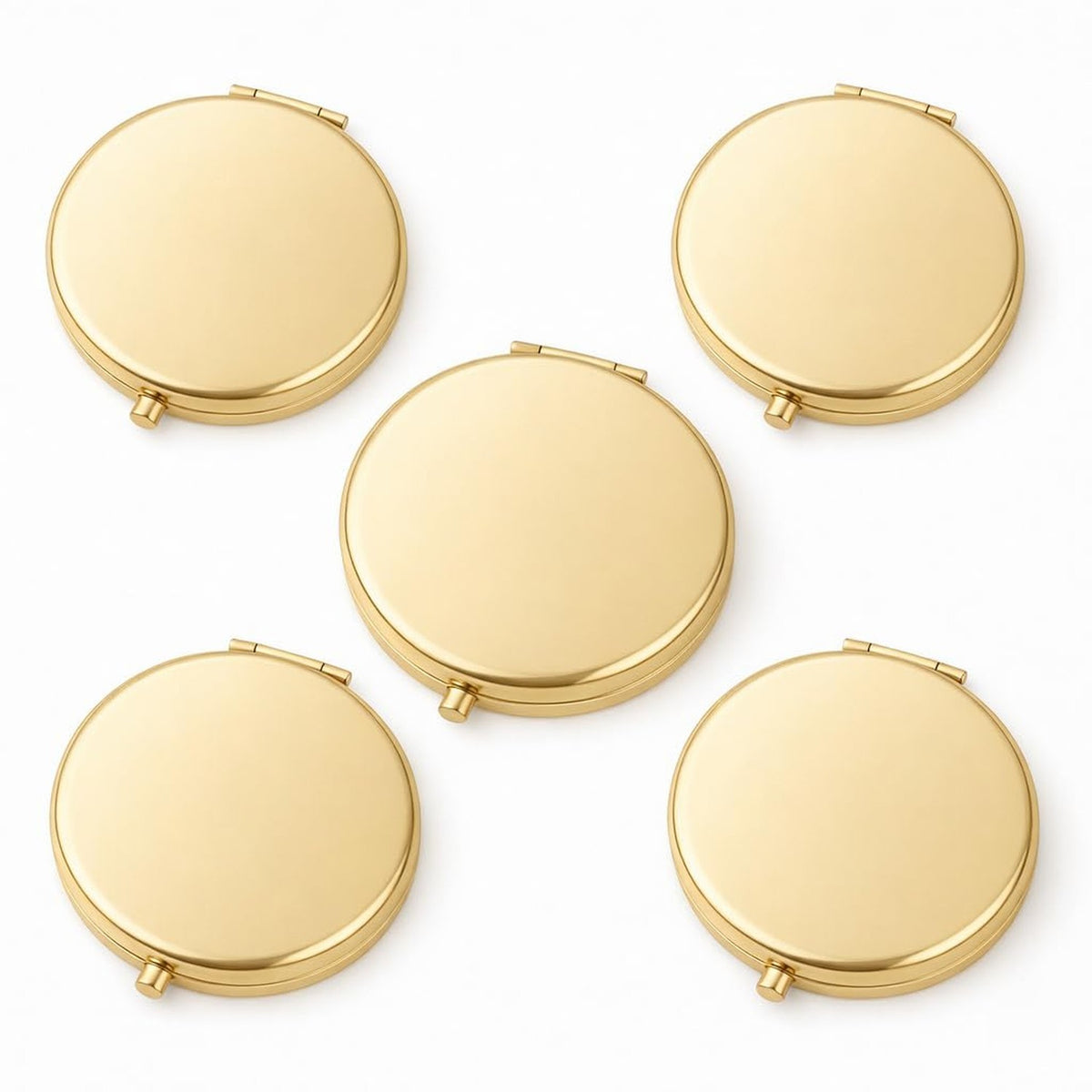 Double-Sided Pocket Makeup Mirror - Compact Gold Travel Handheld