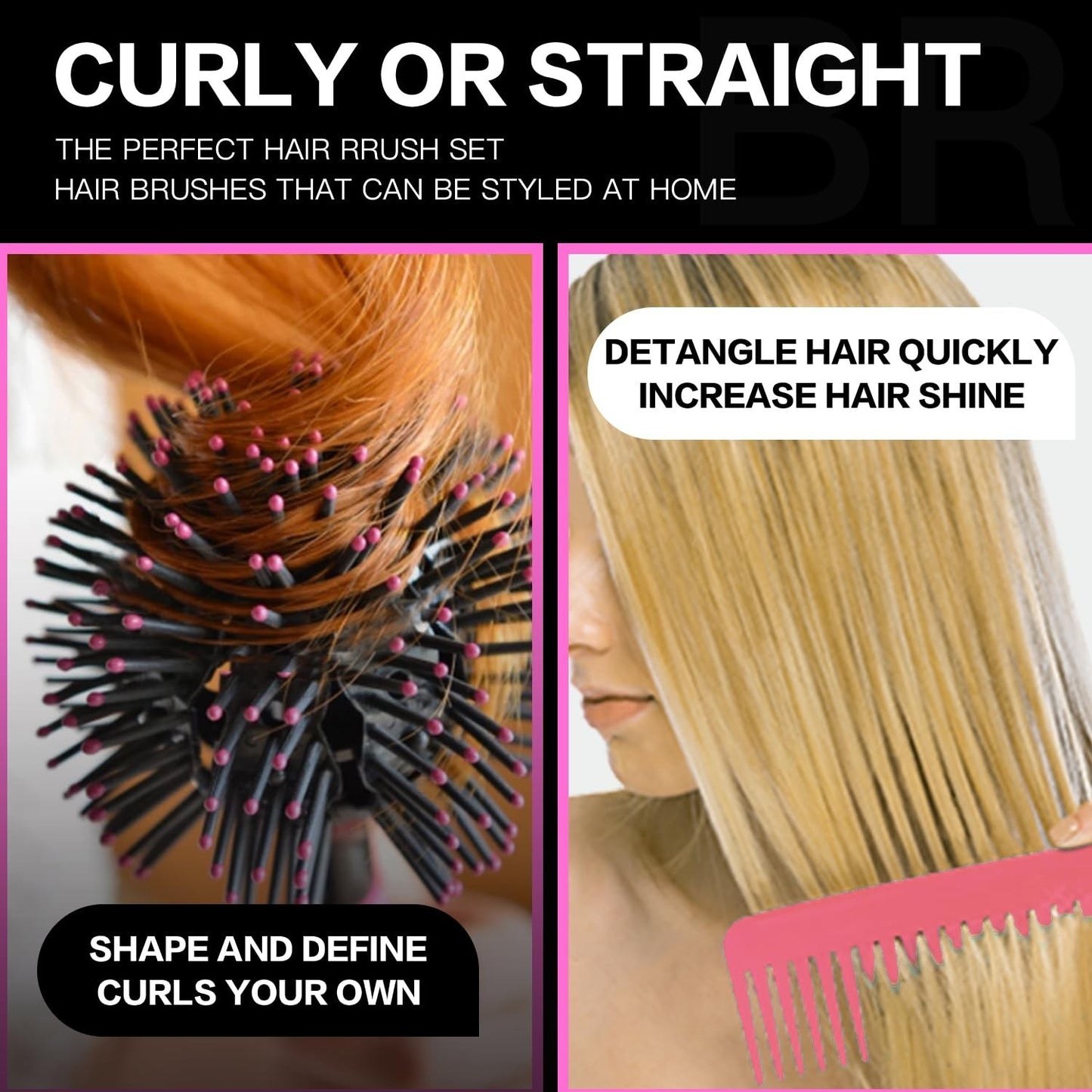 Detangling Round Hair Brush for Curly Hair - 3D Bomb Curl Styling Tool