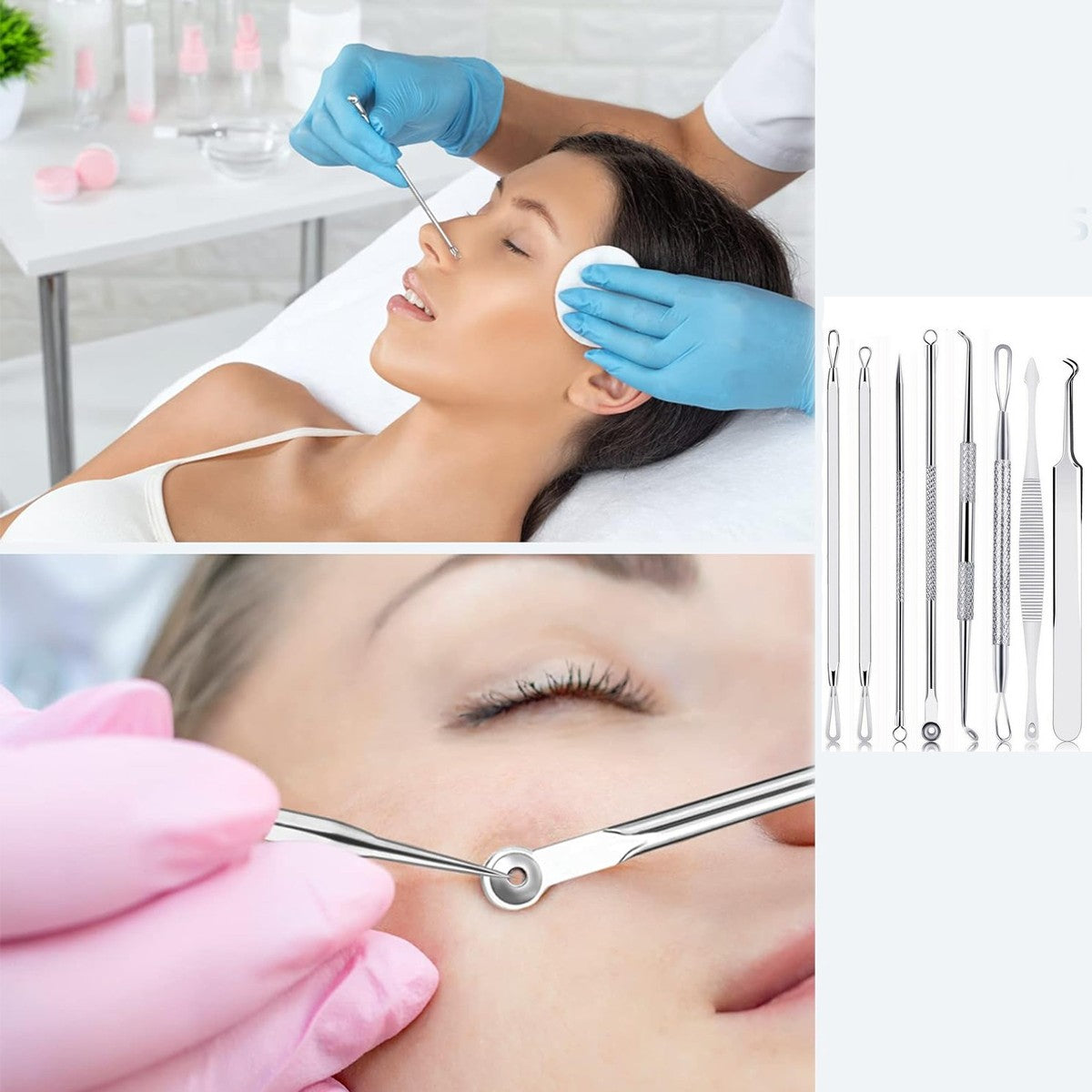 Blackhead Remover Kit with 16 Stainless Steel Comedone Extractors for Acne & Pimple Treatment