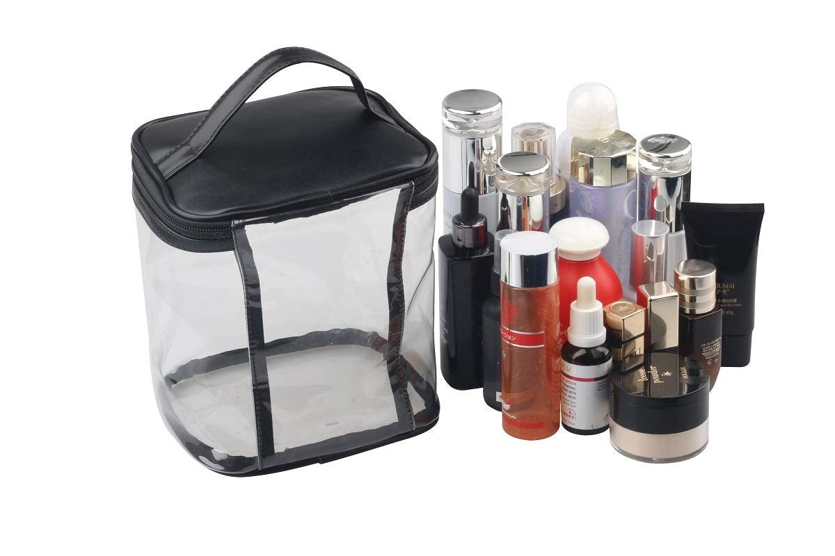 Clear Makeup Bag with Inner Pocket - Large Storage Organizer, Black