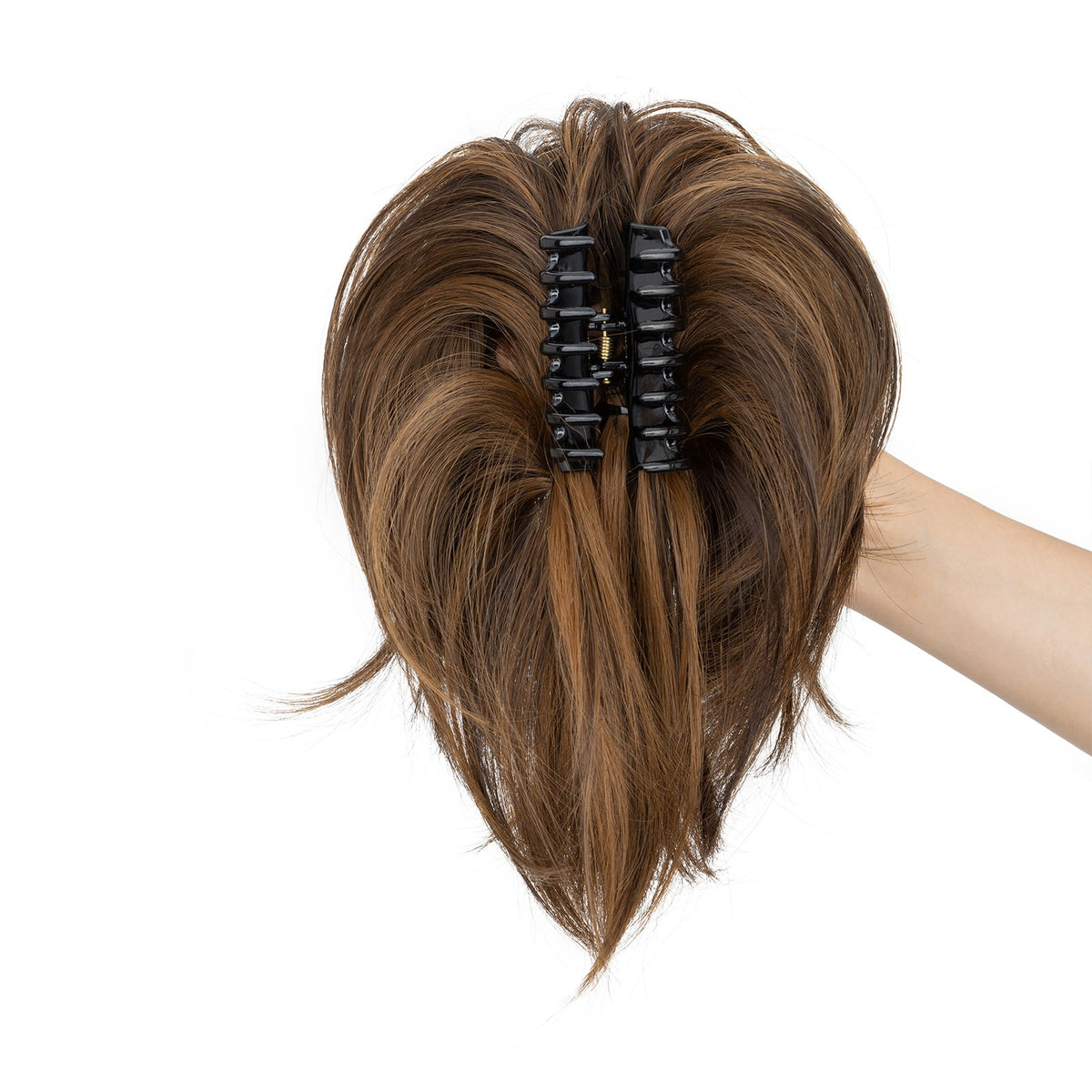 Short Claw Ponytail Extender with Bendable Updo Hair Piece and Claw Clip - Natural Look