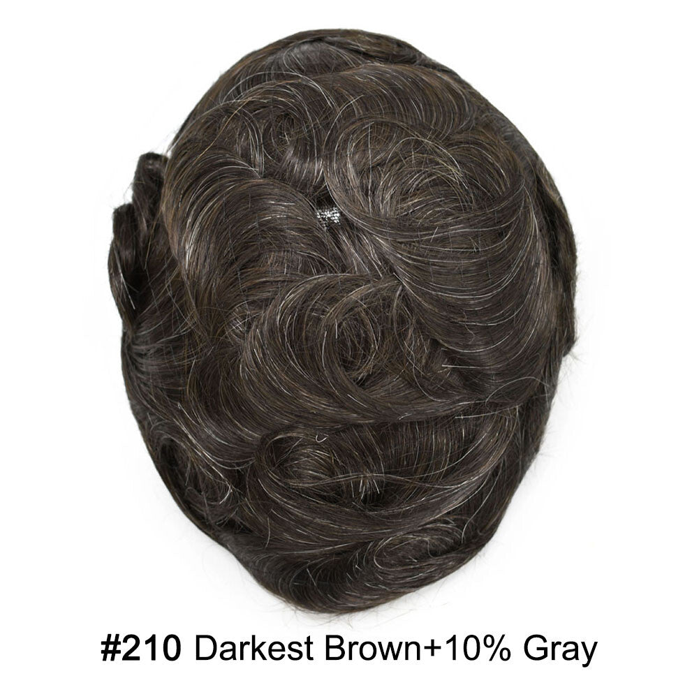 Thin Skin Mens Human Hair Toupee Hair Replacement System - Fine Mono Base