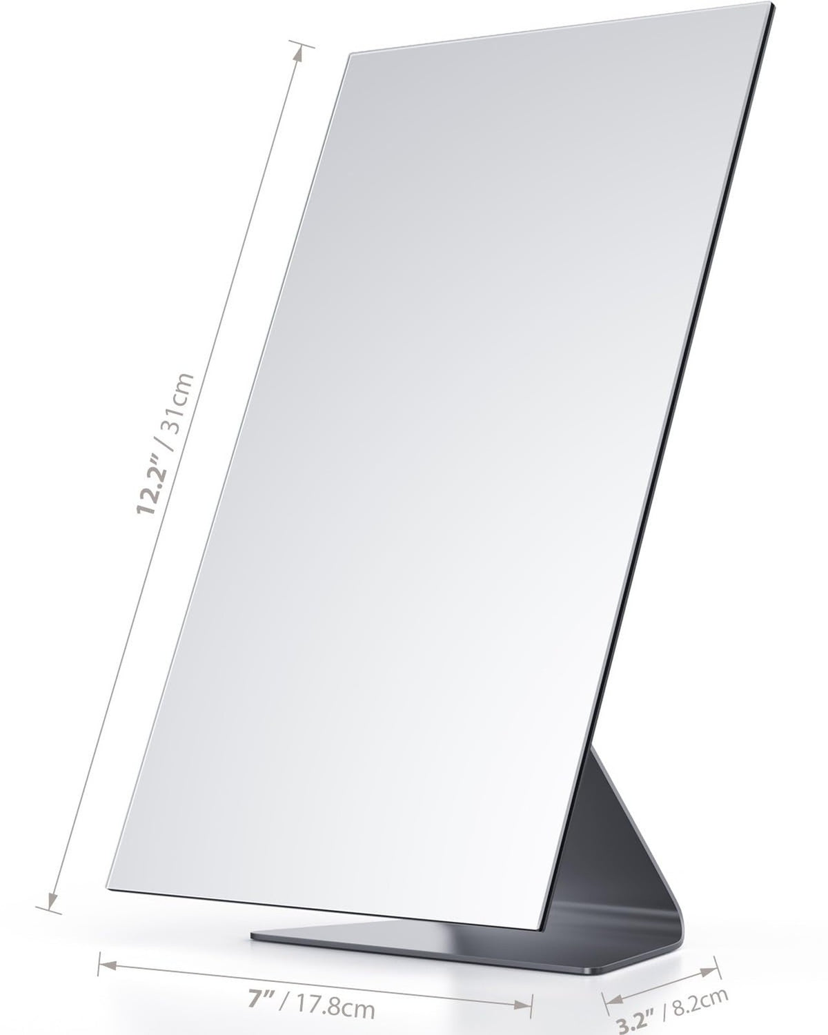 Rectangular Free-Standing Makeup Mirror with Adjustable Tilt - Frameless Vanity Mirror