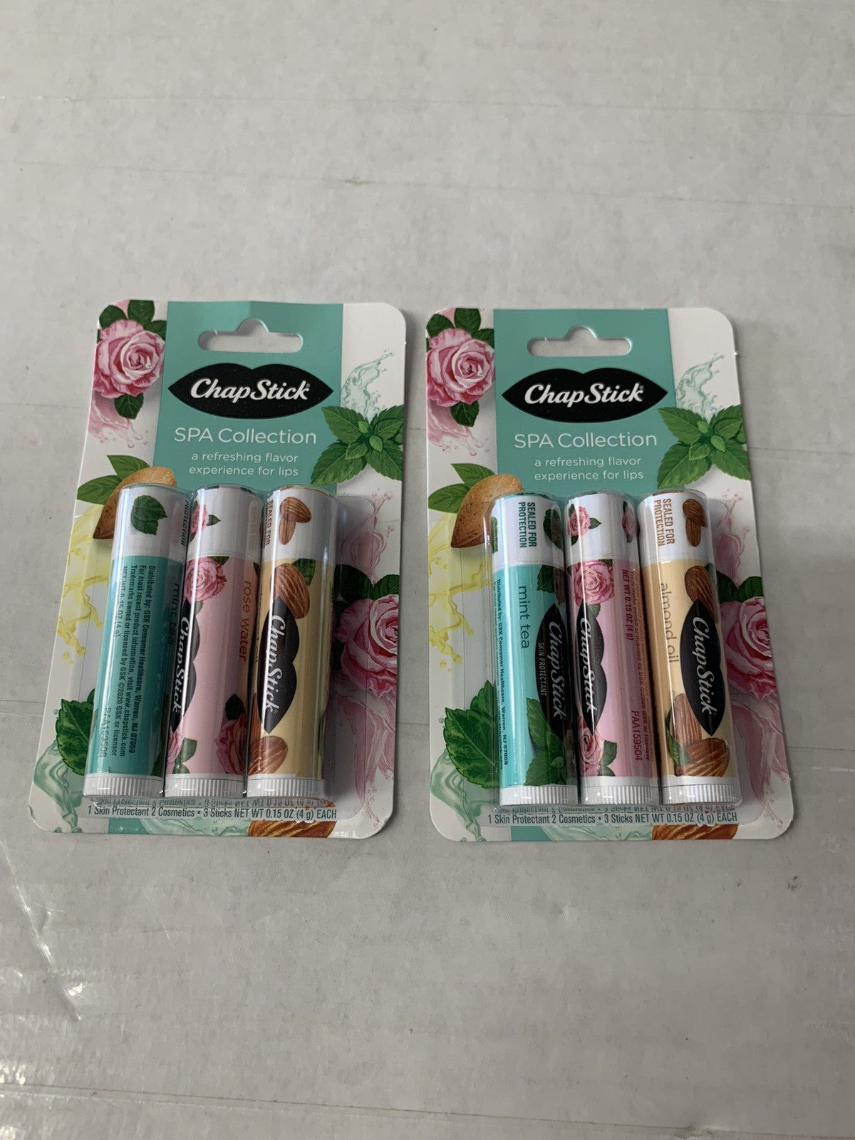 6-Pack Chapstick Spa Collection Lip Balm Set - Almond Oil, Rose Water, Mint Tea