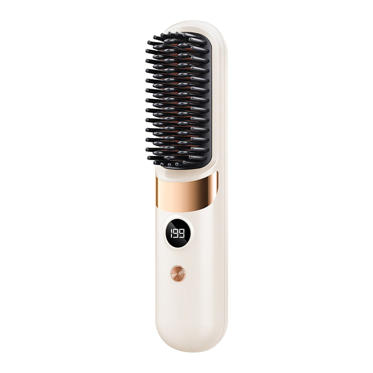 Portable White Ceramic Hair Straightener Brush with Digital Temp Control