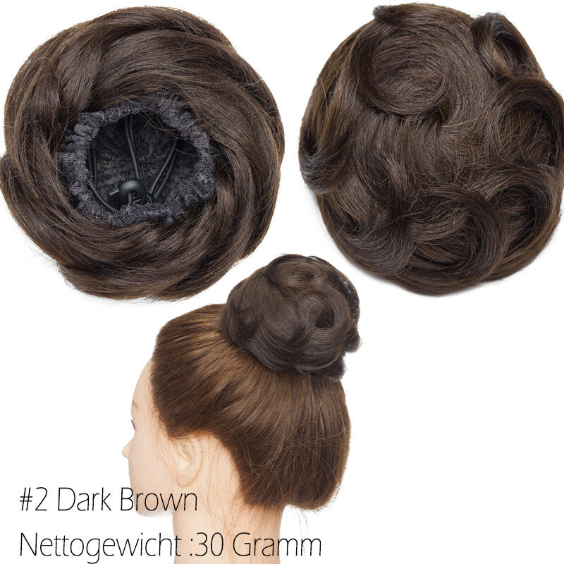 Clip-In Human Hair Bun Extensions Curly & Straight | Messy Hair Piece