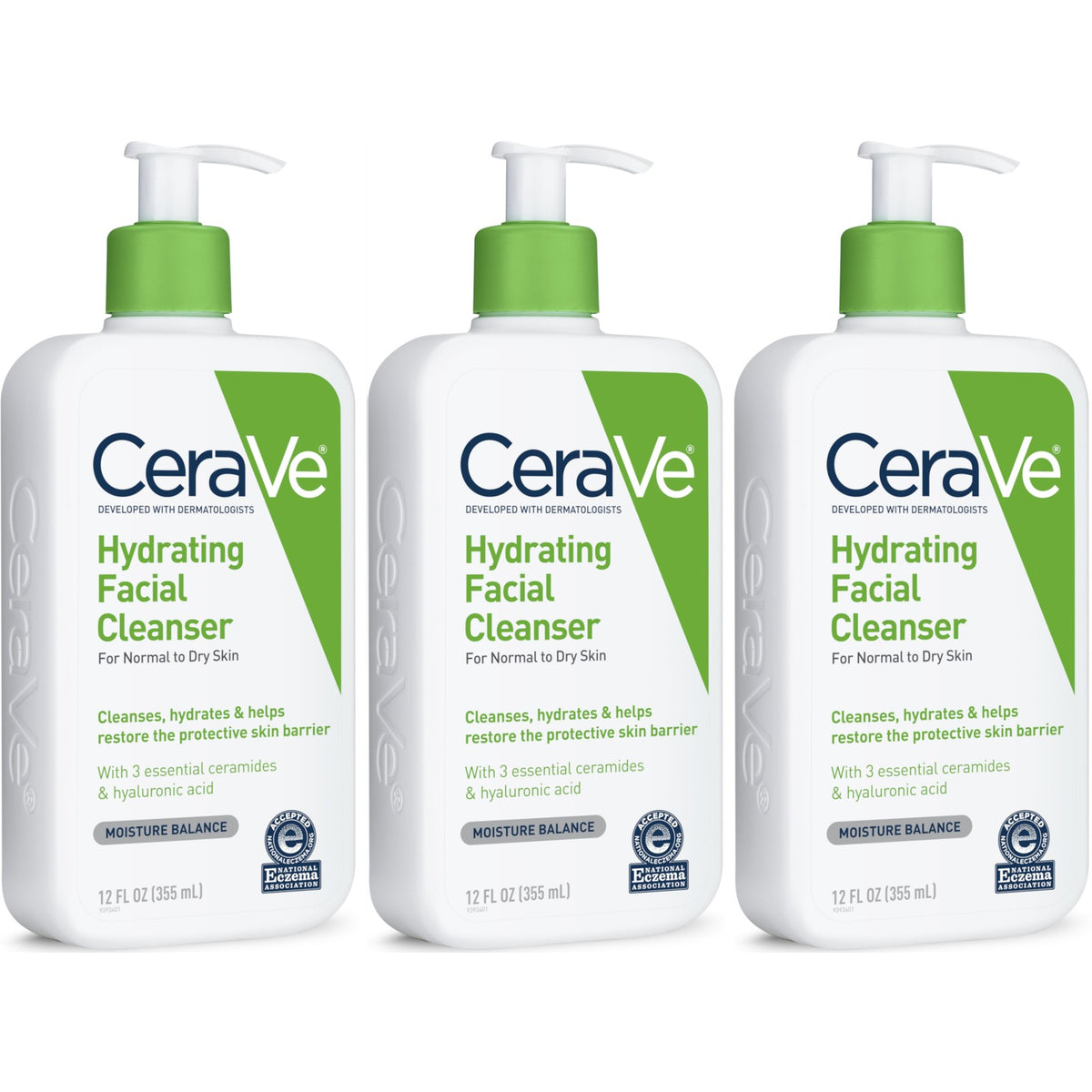 Cerave Hydrating Facial Cleanser 12oz - Pack of 3