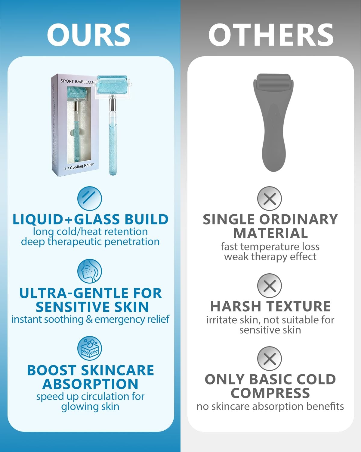 Facial Ice Roller with Glitter Handle for Skin Refreshing & Warm Therapy